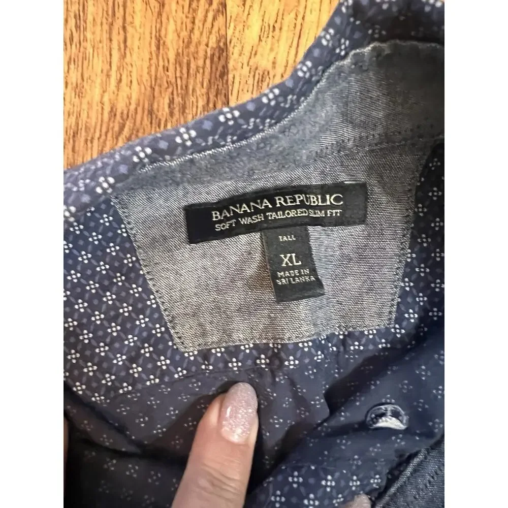 Banana Republic Shirt Men's Button Up XL Soft Wash Slim Fit Long Sleeve Blue